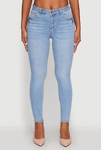 Womens WAX High Rise Solid Cropped Skinny Jeans, Blue,
