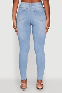 Womens WAX High Rise Solid Cropped Skinny Jeans, Blue,