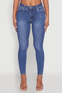 Womens WAX High Rise Solid Cropped Skinny Jeans, Blue,