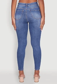 Womens WAX High Rise Solid Cropped Skinny Jeans, Blue,