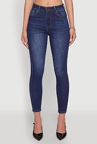 Womens WAX High Rise Solid Cropped Skinny Jeans, Blue, Size S