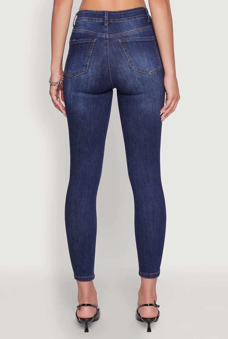 Womens WAX High Rise Solid Cropped Skinny Jeans, Blue, Size S
