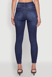 Womens WAX High Rise Solid Cropped Skinny Jeans, Blue, Size S