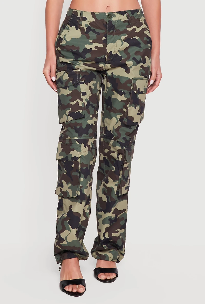 Camouflage Toggle Drawstring Hem Cargo Joggers