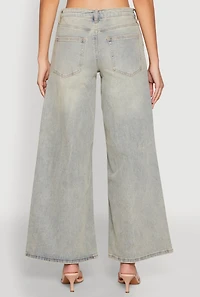 Womens Almost Famous Distressed Wide Leg Jeans, Blue, Size 9