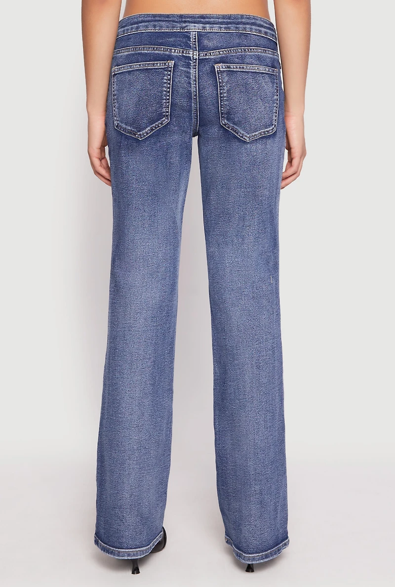 Womens Madden Girl Belted Front Boot Cut Jeans, Blue,