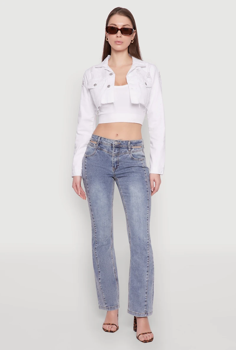 Womens Madden Girl Cut Out Pintuck Jeans, Blue,