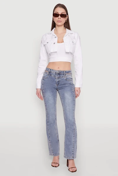 Womens Madden Girl Cut Out Pintuck Jeans, Blue,