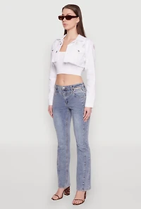 Womens Madden Girl Cut Out Pintuck Jeans, Blue, Size 7