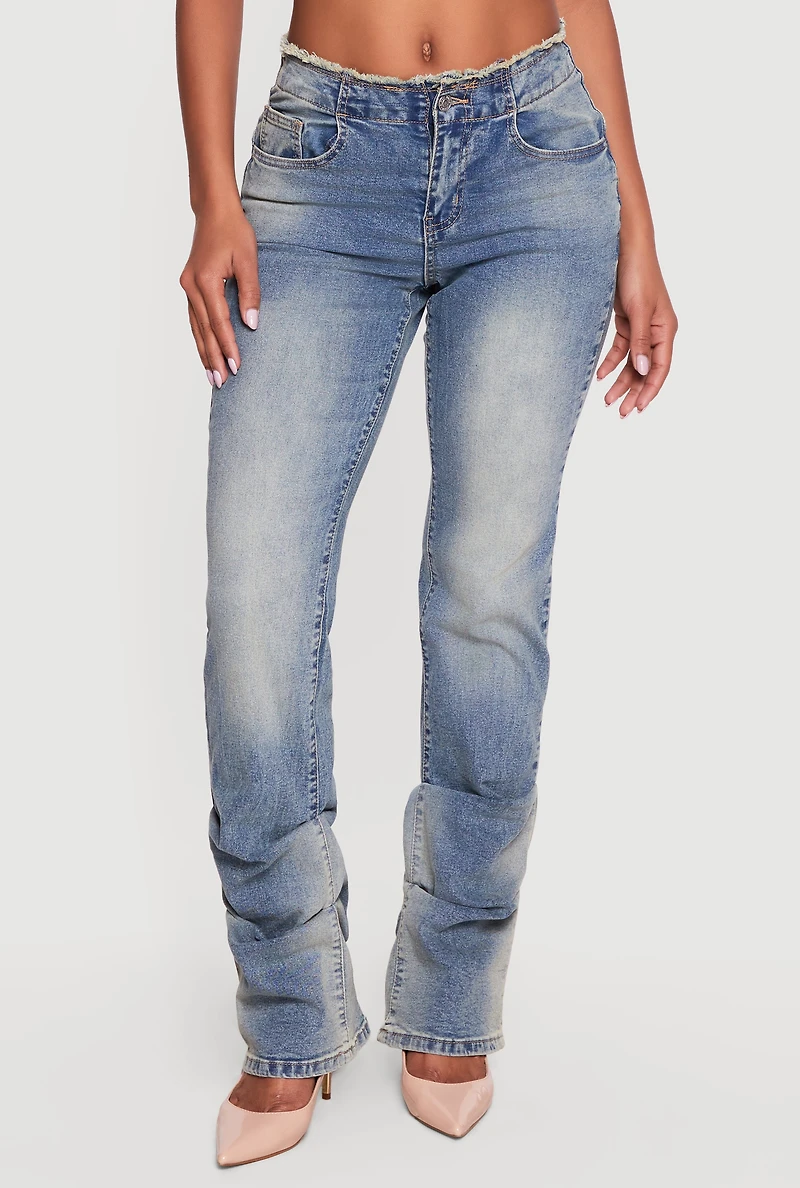 Almost Famous Frayed Stacked Bootcut Jeans