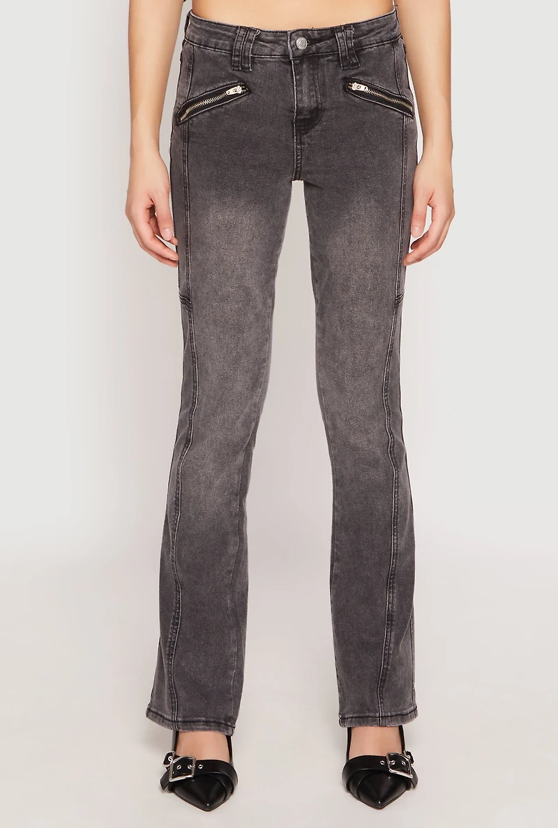 Womens Almost Famous Acid Wash Pintuck Jeans,