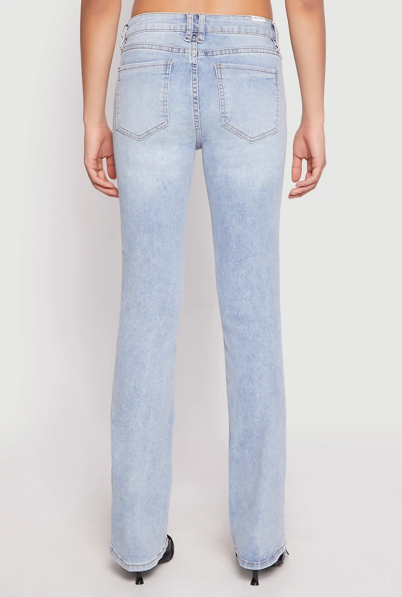 Womens Almost Famous Acid Wash Pintuck Jeans, Blue, Size 3