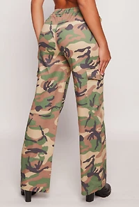 Womens Almost Famous Camo Drawstring Waist Cargo Pants, Multi, Size L