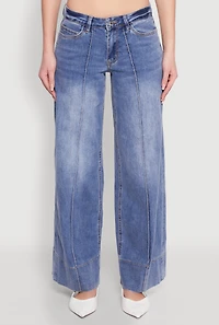 Womens Madden Girl Pintuck Wide Leg Jeans, Blue, Size 0