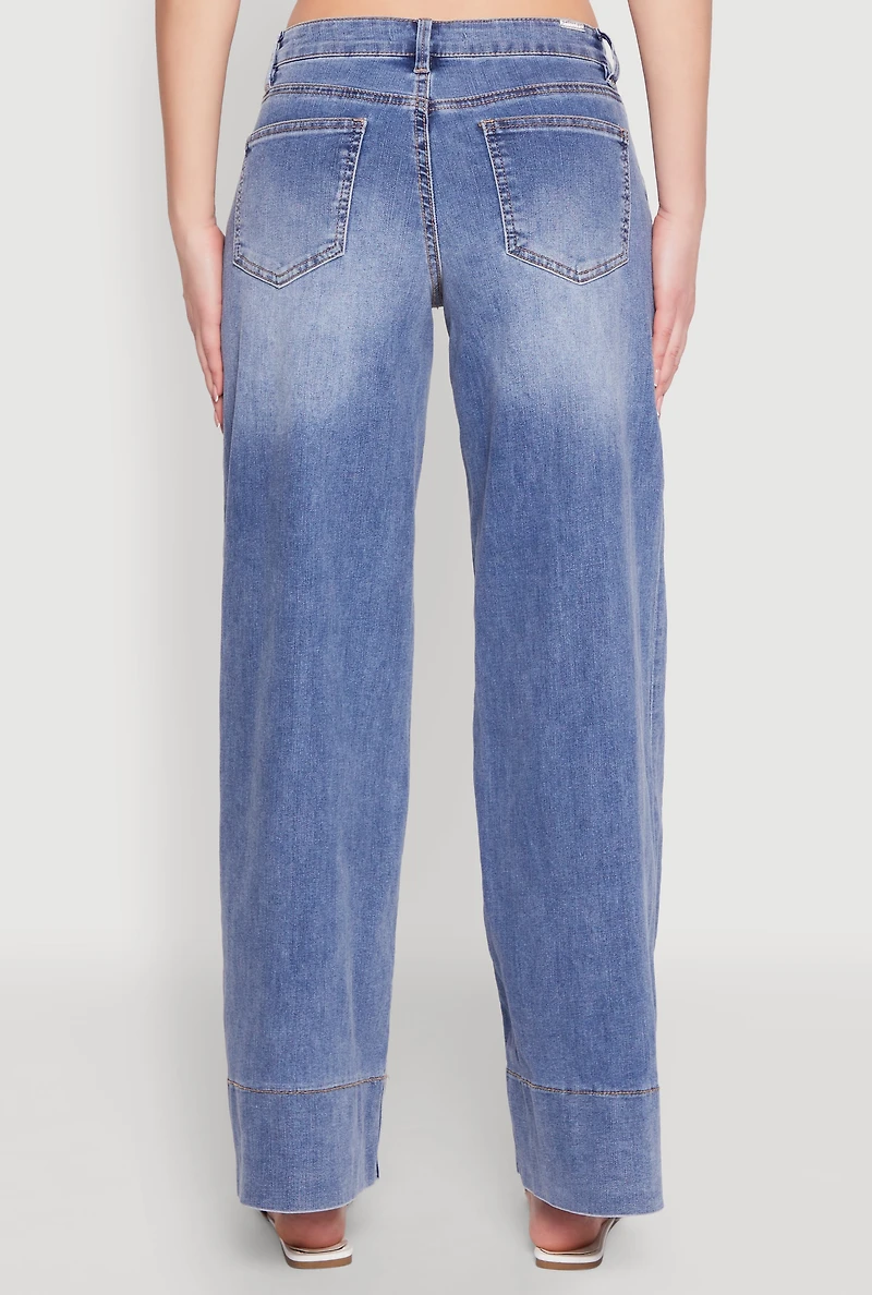 Womens Madden Girl Pintuck Wide Leg Jeans, Blue, Size 0