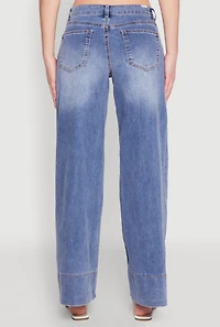 Womens Madden Girl Pintuck Wide Leg Jeans, Blue, Size 0
