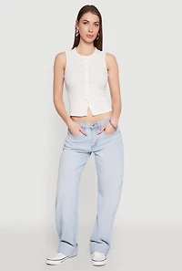 Womens Almost Famous Whiskered Roll Cuff Jeans, Blue,