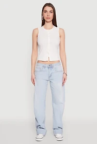 Womens Almost Famous Whiskered Roll Cuff Jeans, Blue,