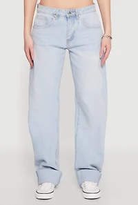 Womens Almost Famous Whiskered Roll Cuff Jeans, Blue, Size 5