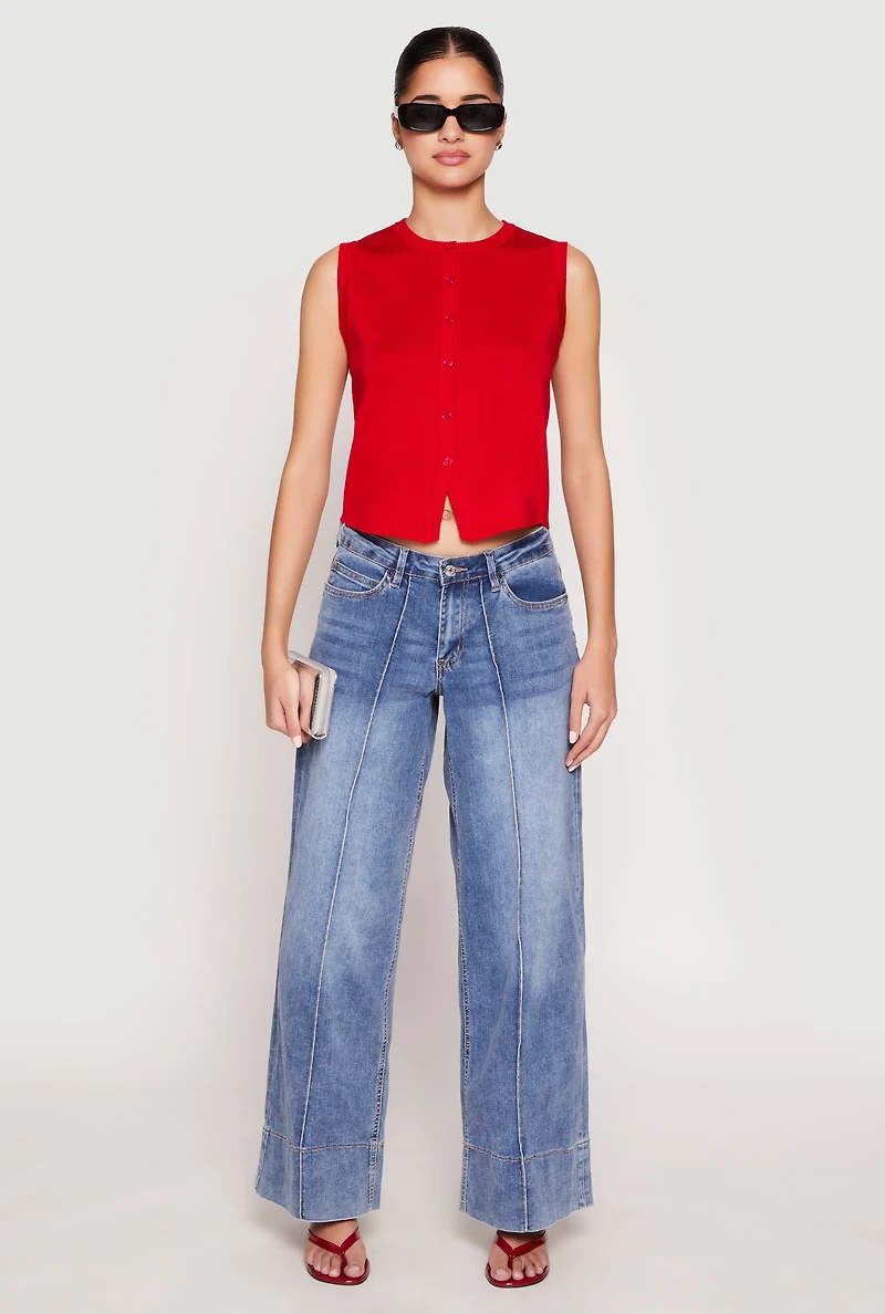 Almost Famous Wide Leg Pintuck Jeans