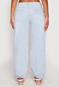 Womens Almost Famous Drawstring Hem Barrel Jeans, Blue, Size 9