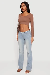 Womens Almost Famous Frayed Waistband Slim Leg Jeans, Blue, Size 11