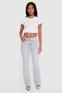 Almost Famous Whiskered Belted Front Bootcut Jeans