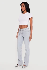 Almost Famous Whiskered Belted Front Bootcut Jeans