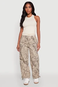 Womens Almost Famous Hunter Camo High Waisted Cargo Joggers, Multi, Size M