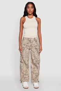Womens Almost Famous Hunter Camo High Waisted Cargo Joggers, Multi, Size XL