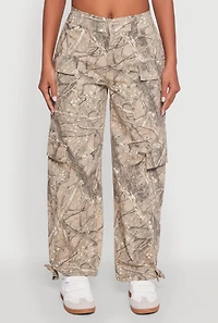Womens Almost Famous Hunter Camo High Waisted Cargo Joggers, Multi, Size XL