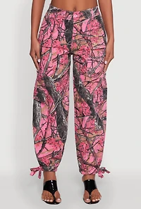 Womens Almost Famous Hunter Camo High Waisted Cargo Joggers, Pink,