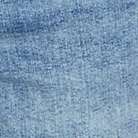 Raw Hem Distressed Bootcut Jeans with Elastic Waist