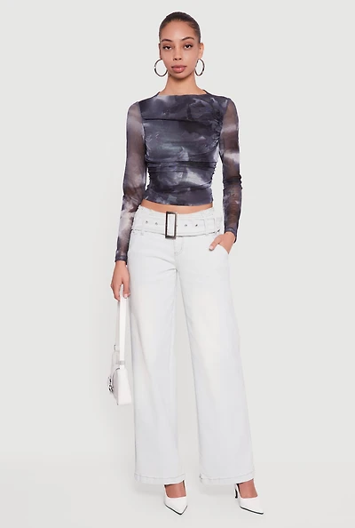 Womens Almost Famous Belted Front Jeans, Blue, Size 5