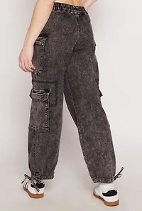 Womens Almost Famous Denim Drawstring Hem Cargo Joggers,
