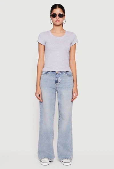Almost Famous Mineral Wash Drawstring Waist Wide Leg Jeans