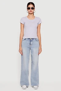 Almost Famous Mineral Wash Drawstring Waist Wide Leg Jeans