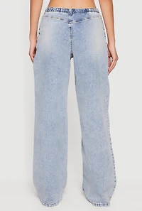 Almost Famous Mineral Wash Drawstring Waist Wide Leg Jeans