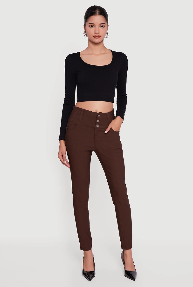 Almost Famous Three Button High Waisted Pants