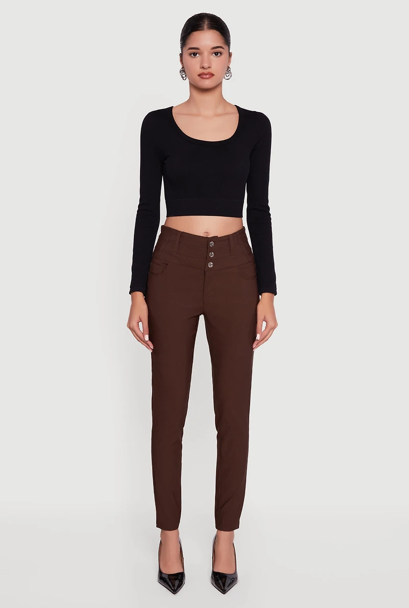 Almost Famous Three Button High Waisted Pants
