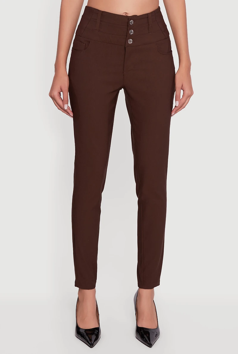 Almost Famous Three Button High Waisted Pants