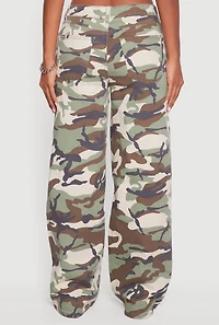 Womens Camouflage Wide Leg Jeans, Green,