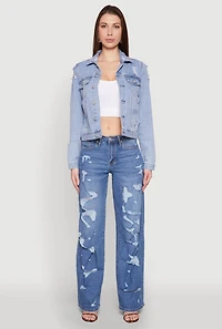 Womens Madden Girl Distressed Straight Leg Jeans, Blue, Size 5