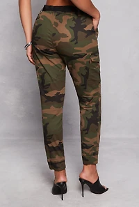 Womens Almost Famous Belted Cargo Joggers, Green, Size S