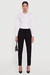 Womens Almost Famous High Waisted Tapered Leg Cargo Pants, Black, Size M