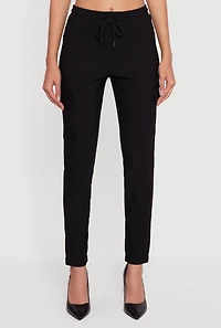 Womens Almost Famous High Waisted Tapered Leg Cargo Pants, Black, Size M