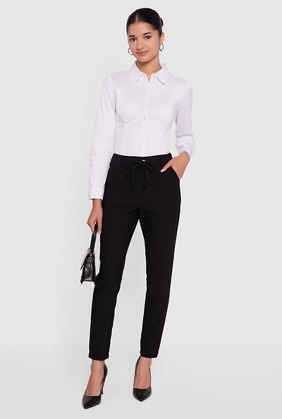 Womens Almost Famous Stretch Tapered Leg Pants with Pockets,