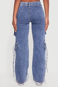 Acid Wash Multi Pocket Cargo Jeans