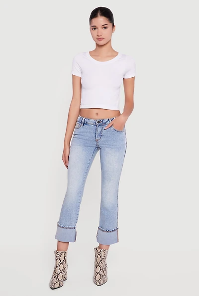 Fixed Cuff Slim Cropped Jeans