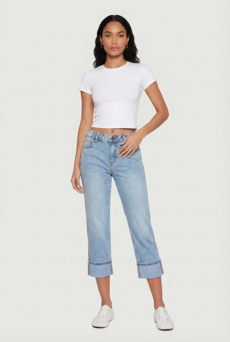 Fixed Cuff Slim Cropped Jeans